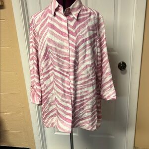 Pink and White Striped Women's Blouse